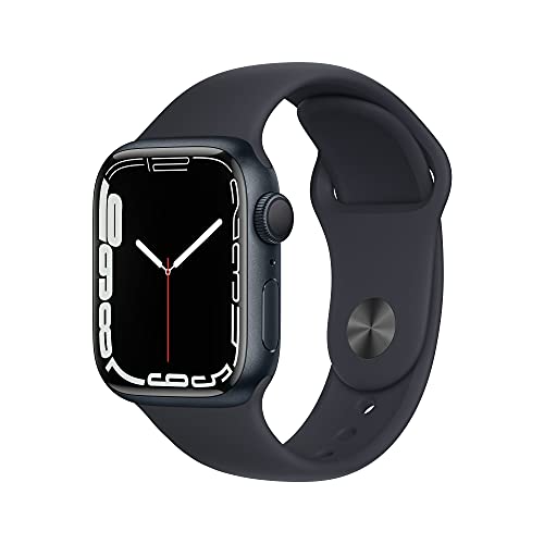 Apple Watch Series 7 (GPS, 41mm) Smartwatch con cassa in alluminio color mezzanotte con Cinturino Sport color mezzanotte - Regular Fitness tracker, app Livelli O₂, resistente all’acqua