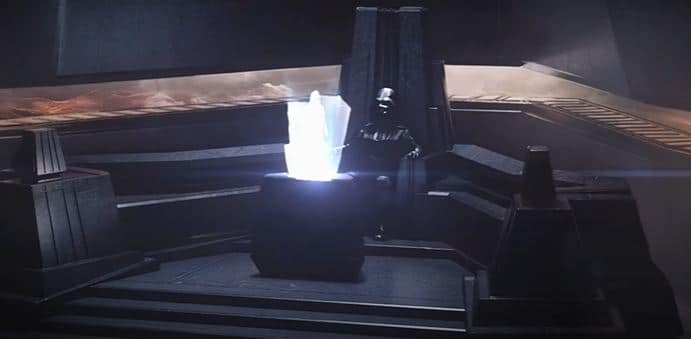 Vader sul suo trono su Mustafar