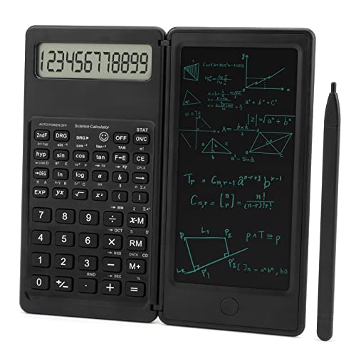 Calcolatrice zootop Calcolatrice scientifica ultrasottile con lavagna cancellabile LCD a 10 cifre Matematica fisica geometria calcolatrice per calcoli in ufficio, scuola superiore e università (nero)