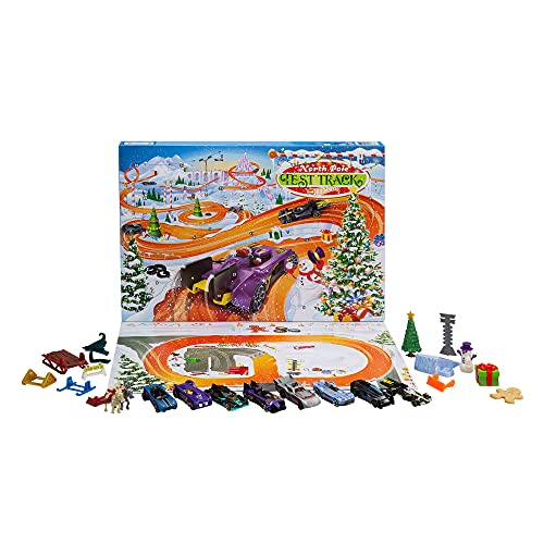 Hot Wheels- Calendario dell'Avvento 2021 da Collezione con Veicoli e Tanti Accessori a Sorpresa e Tappetino da Gioco, Giocattolo per Bambini 3+Anni, GTD78