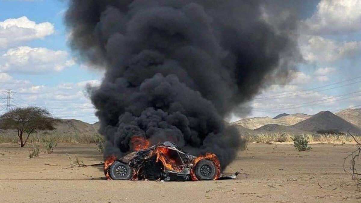Dakar - Un buggy va in fiamme durante lo Shakedown - 