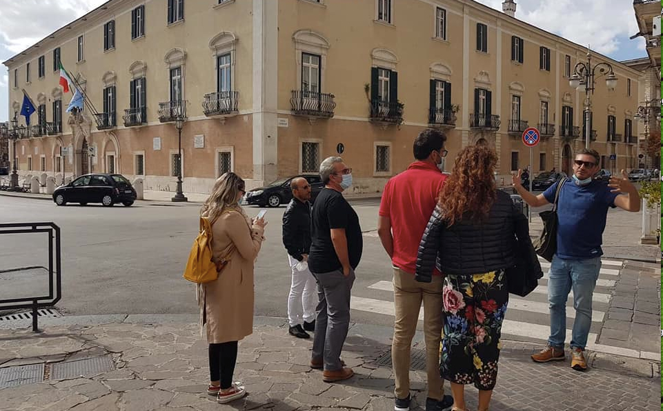 Luca D'Andrea a Foggia con alcuni giornalisti ospiti del DPT
