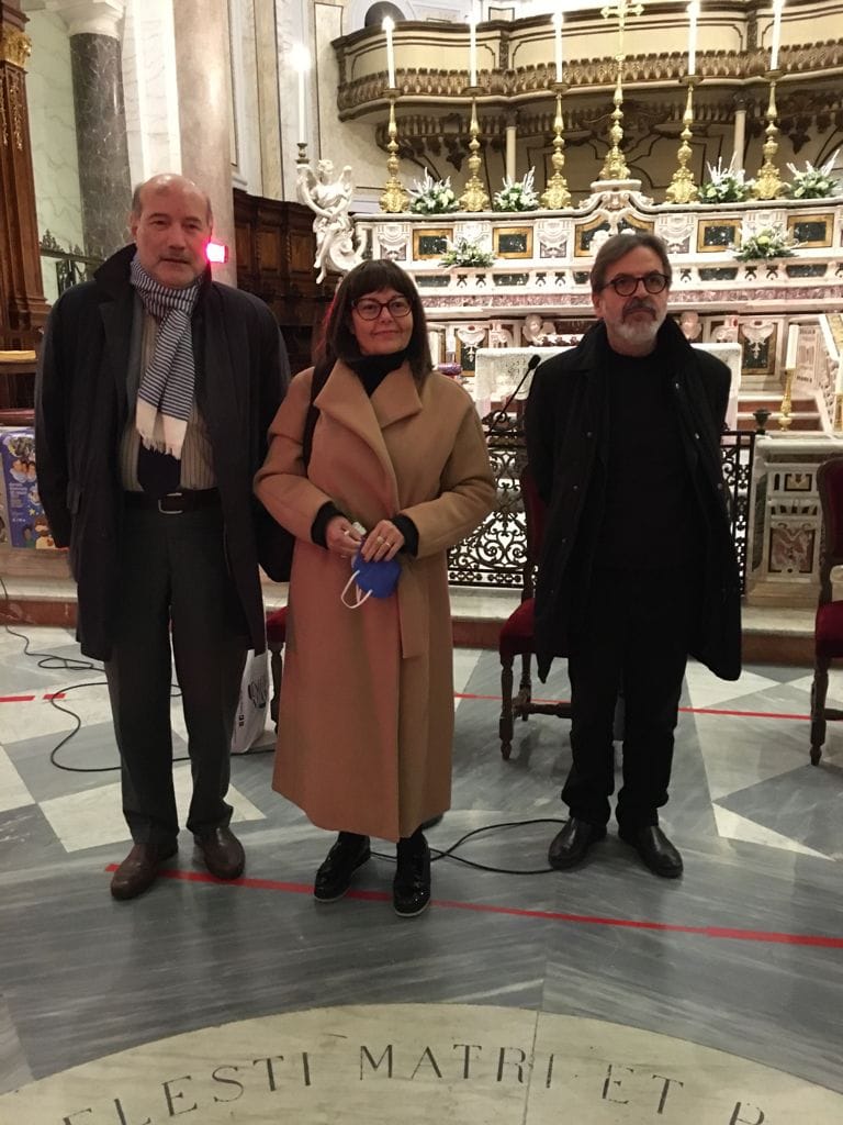 Nella cattedrale di Foggia con Antonio Gelormini (a sin) e Trifone Gargano