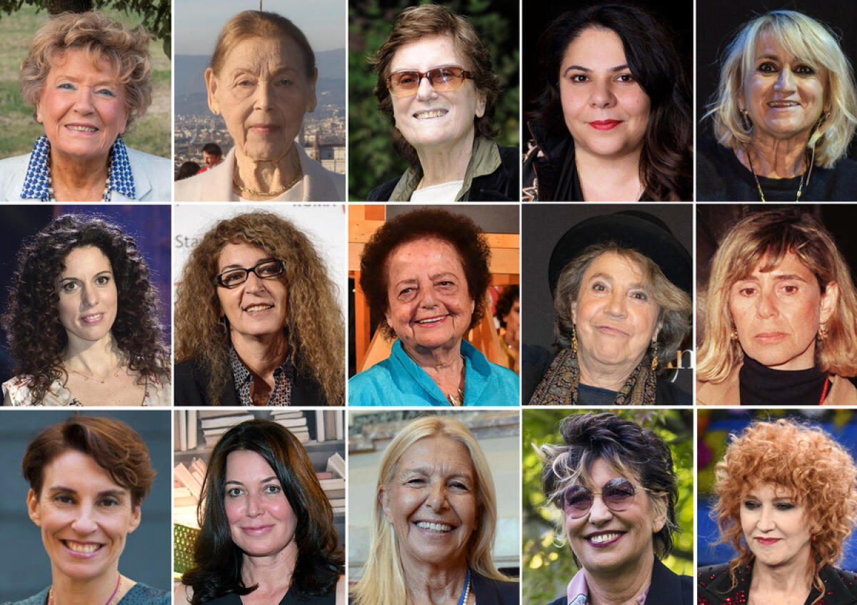 Da Maraini a Mannoia l’appello per eleggere una donna al Quirinale - Da sinistra a destra prima fila: Dacia Maraini, Edith Bruck, Liliana Cavani, Michela Murgia e  Luciana Littizzetto
Da sinistra a destra  seconda fila: Silvia Avallone, Melania Mazzucco, Lia Levi, Andrée Ruth Shammah e Mirella Serri
Da sinistra a dest