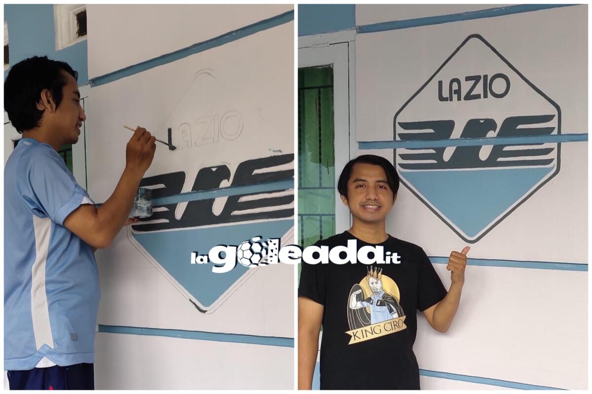 Questo ragazzo tifa Lazio dall’Indonesia e ci ha spiegato perché è laziale - Wisdiyan ha dipinto il logo della Lazio su una parete di casa