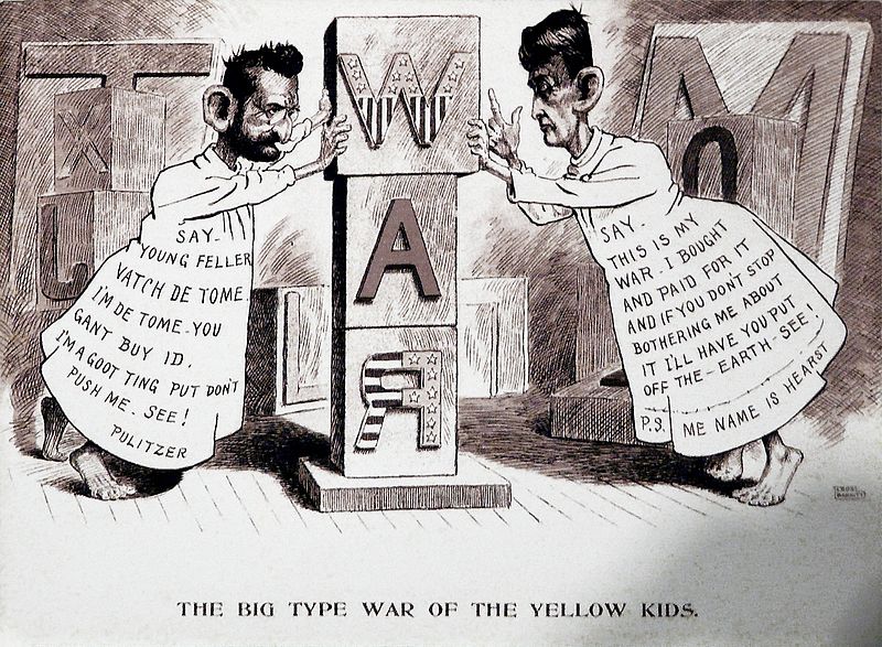 Pulitzer e Hearst vestiti come Yellow kid. Credits: Library of Congress.