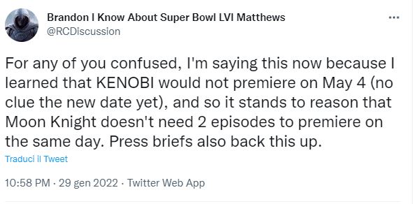 Il tweet con la brutta notizia