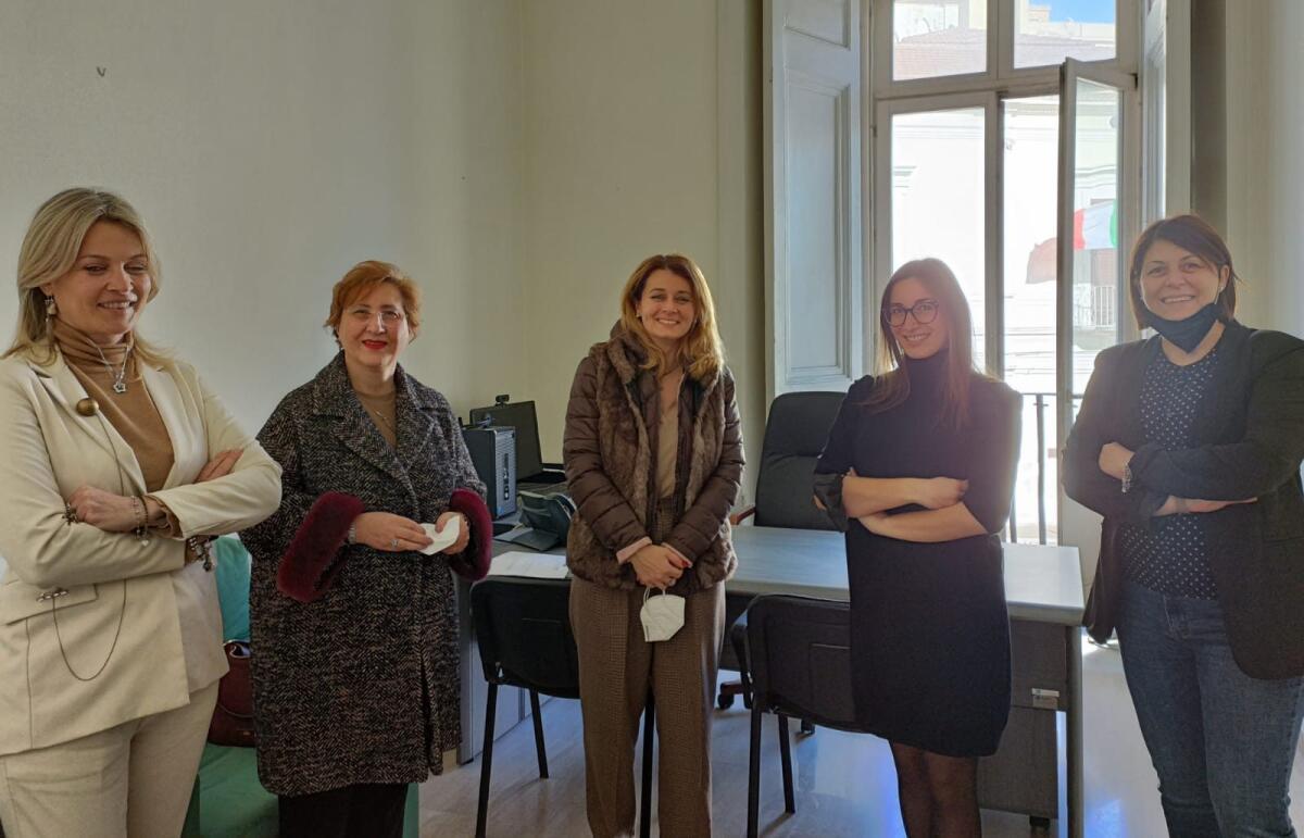 La consigliera di parità di Foggia incontra il territorio, dove eravamo rimasti - Da sin Cilenti, Palladino, Di Mattei, Maggi e Rinaldi
