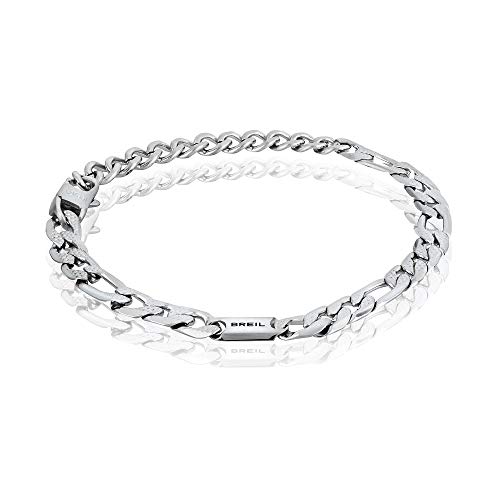 Breil, Collezione Groovy, Bracciale da Uomo, Gioiello in Acciaio Satinato, Pratica Chiusura a Moschettone, Idee Regalo Uomo e Ragazzo, Taglia Unica 21 cm, Silver