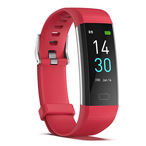FIXTOR Fitness Tracker, Activity Tracker Orologio con cardiofrequenzimetro, IP68, impermeabile, Smart Fitness Band con contapassi, contatore calorie, contapassi, orologio per donne e uomini (rosso)