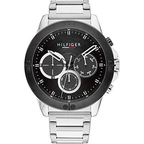 Tommy Hilfiger Orologio Analogico Multifunzione al Quarzo da Uomo con Cinturino in Acciaio Inossidabile Argentato - 1791890