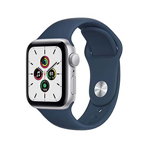 Apple Watch SE (1ª gen.) (GPS, 40mm) Smartwatch con cassa in alluminio color argento con Cinturino Sport blu abisso - Regular. Fitness tracker, monitoraggio della frequenza cardiaca
