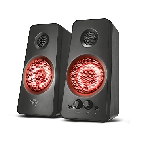Trust Gaming GXT 608 Set di Altoparlanti con Gradevole Illuminazione LED, Controllo Volume e Bassi Sulla, Connessione da 3,5 mm, Alimentazione USB, 20 - 20.000 Hz, 36 W, PC