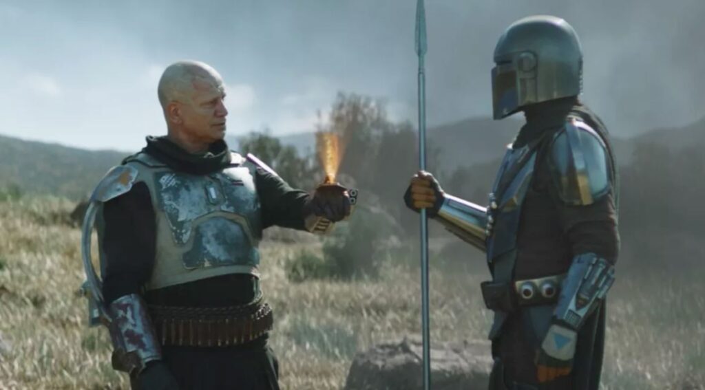 Boba Fett e Din Djarin nel capitolo 14 di The Mandalorian