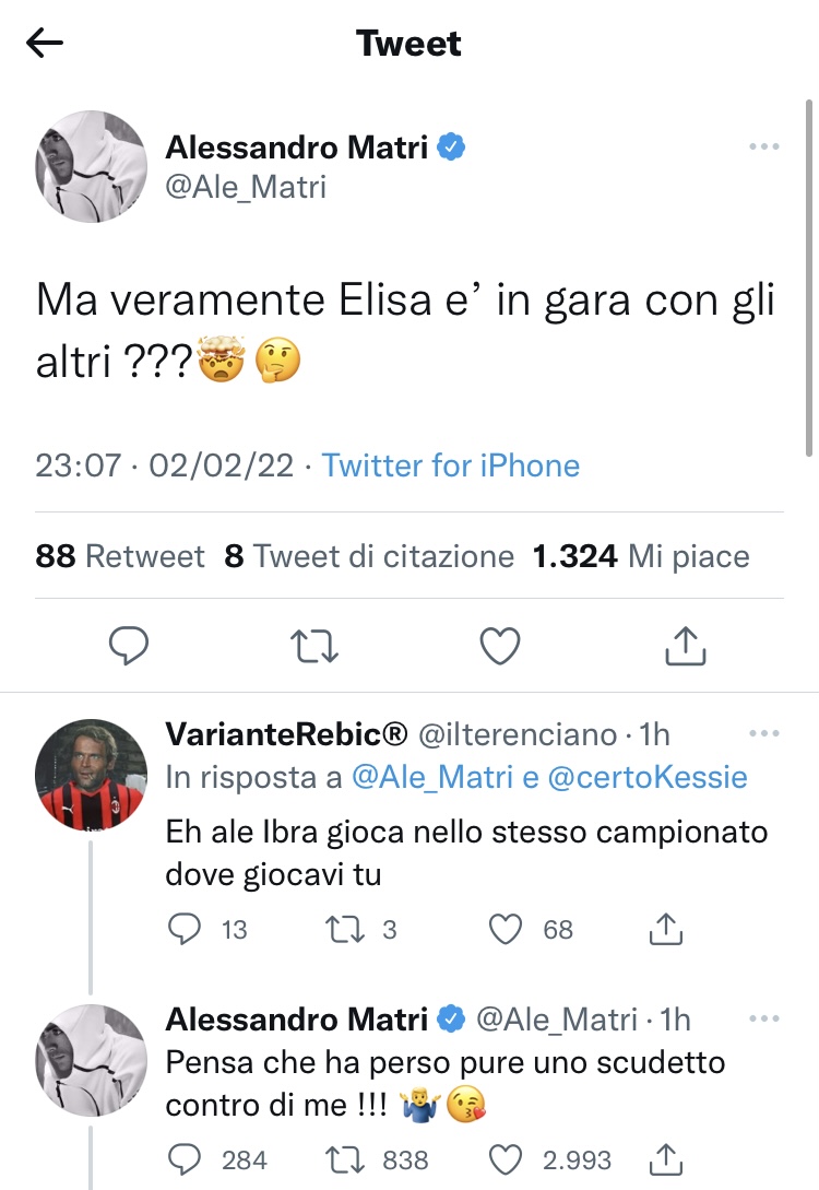 Sanremo 2022, l’ex Juve punzecchia Ibra su Twitter: “Lui ha perso contro di me…”