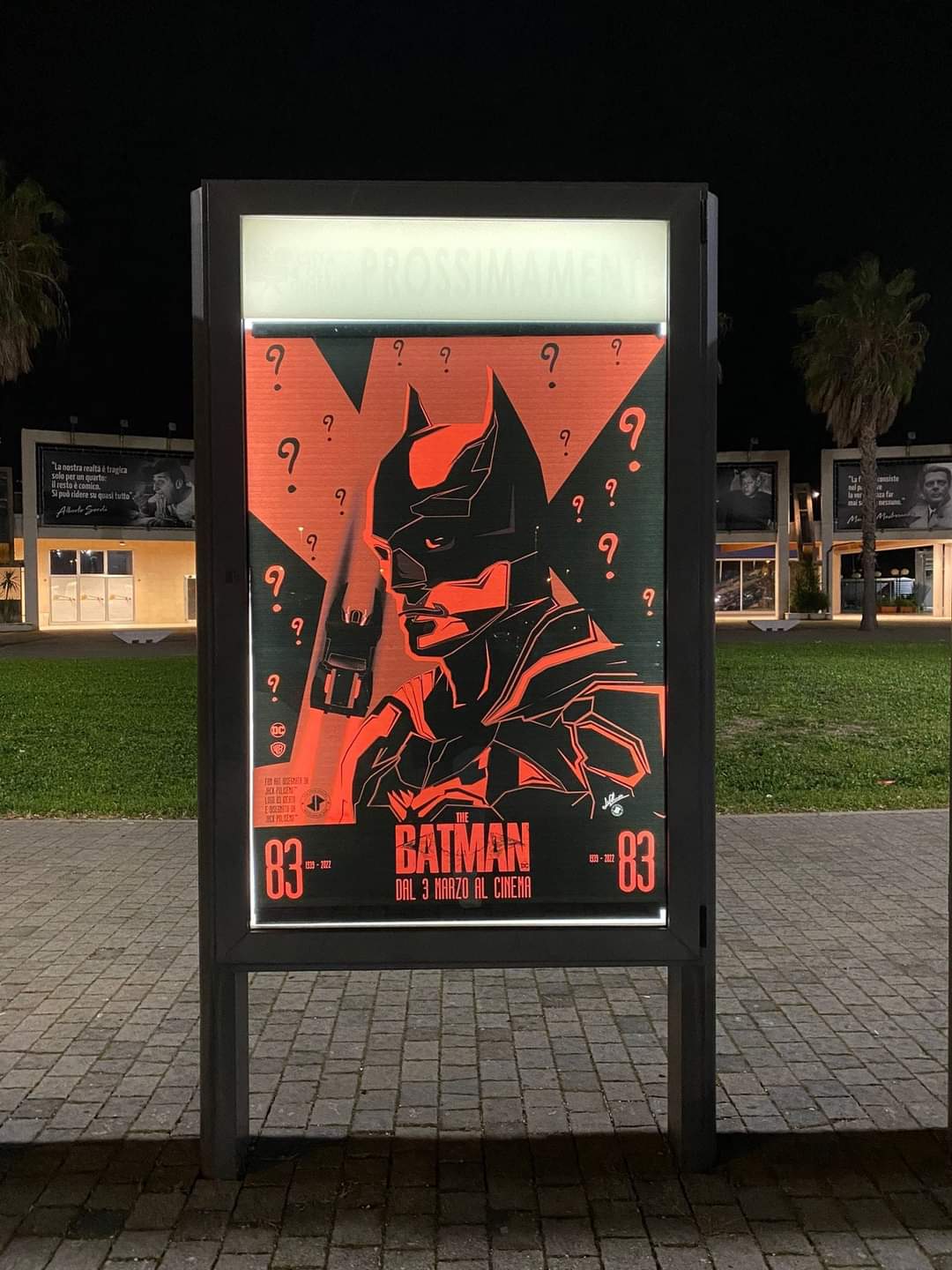 L'opera di Jack Poliseno dedicata all'ultimo film di Batman, presso la Città del Cinema di Foggia, ph. Facebook
