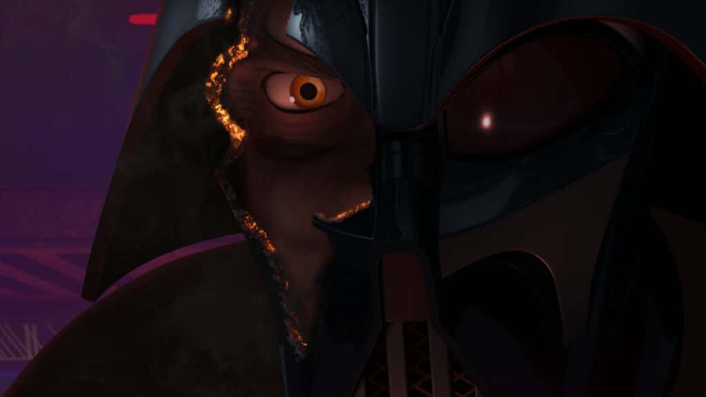 Ahsoka danneggia la maschera di Darth Vader in Rebels
