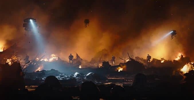 Un frame della splendida scena della Purga Mandaloriana in The Book of Boba Fett