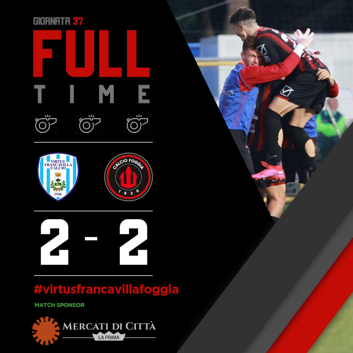 Serie C, Foggia last minute! Con la Virtus Francavilla finisce 2-2 - Immagine in evidenza: Virtus Francavilla-Foggia 2-2 - crediti foto: pagina ufficiale Facebook Calcio Foggia 1920
