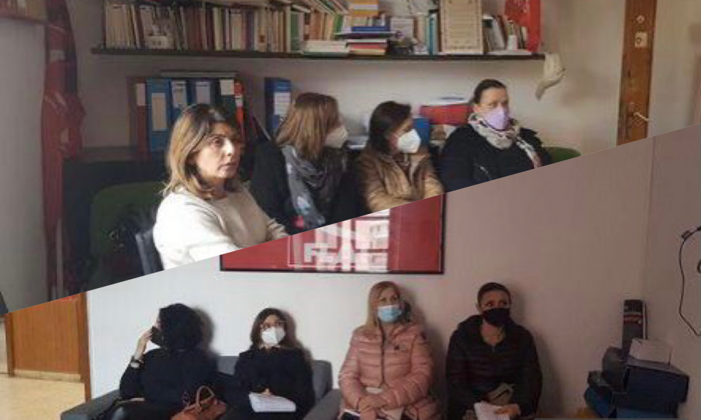 Le operatrici delle scuole dell'infanzia presso la sede Cgil di Foggia