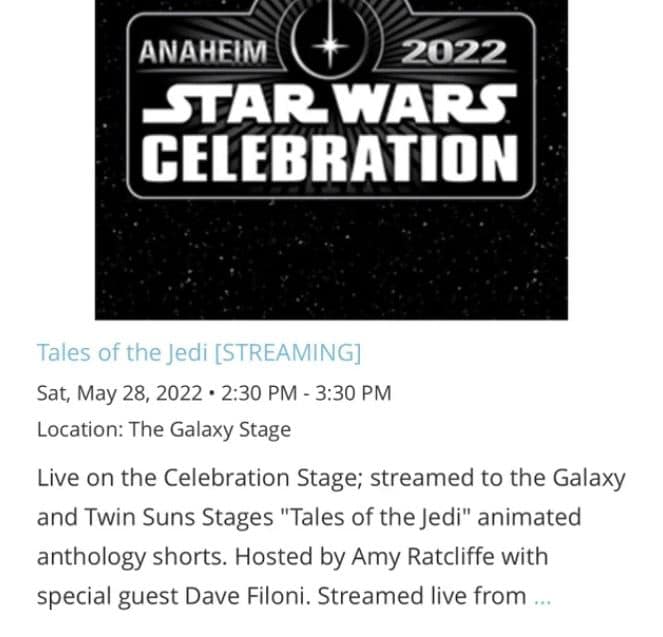 Il panel di Tales of the Jedi