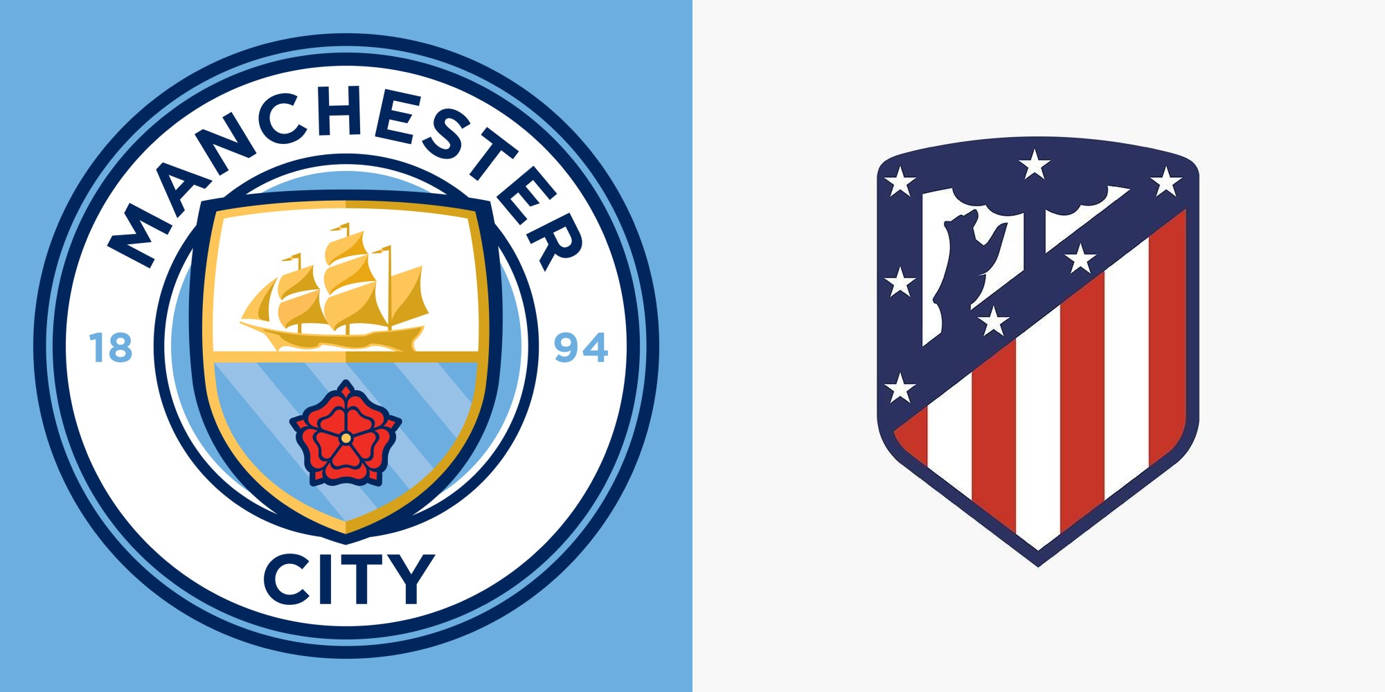 Immagine in evidenza: Manchester City-Atletico Madrid - crediti foto: pagine ufficiali Facebook delle società, rispettivamente per i due stemmi