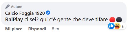 Il commento del Foggia riguardo la diretta non visibile di Avellino-Foggia su RaiPlay
