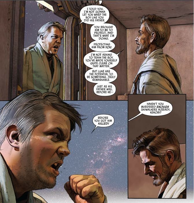 Owen Lars attacca Obi-Wan dicendogli di stare lontano da Luke