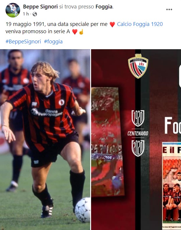 Immagine in evidenza: il post di Beppe Signori (dalla sua pagina ufficiale Facebook)
