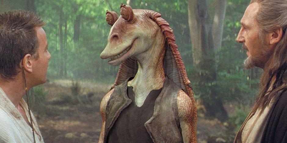 Jar Jar, Obi Wan Kenobi e Qui-Gon JinnDa: badtaste