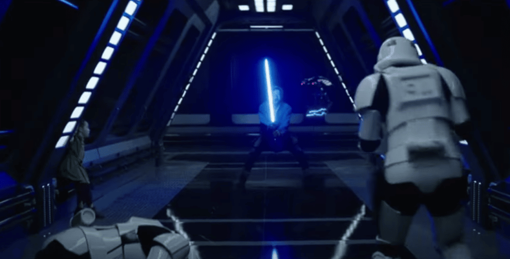Obi-Wan si fa strada nei corridoi della Fortezza