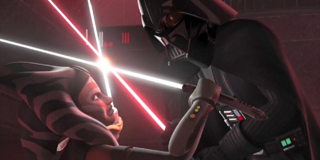 Lo scontro tra Ahsoka e Darth Vader in Rebels