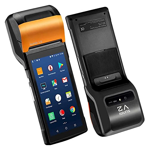 Sunmi V2 Android 7.1 Portatile terminale 4G Smart terminale Mobile POS con 58mm Stampante Termica, Android PDA Altoparlante Stampante Termica 4G WiFi Fotocamera Scanner 1D / 2D Sim Card