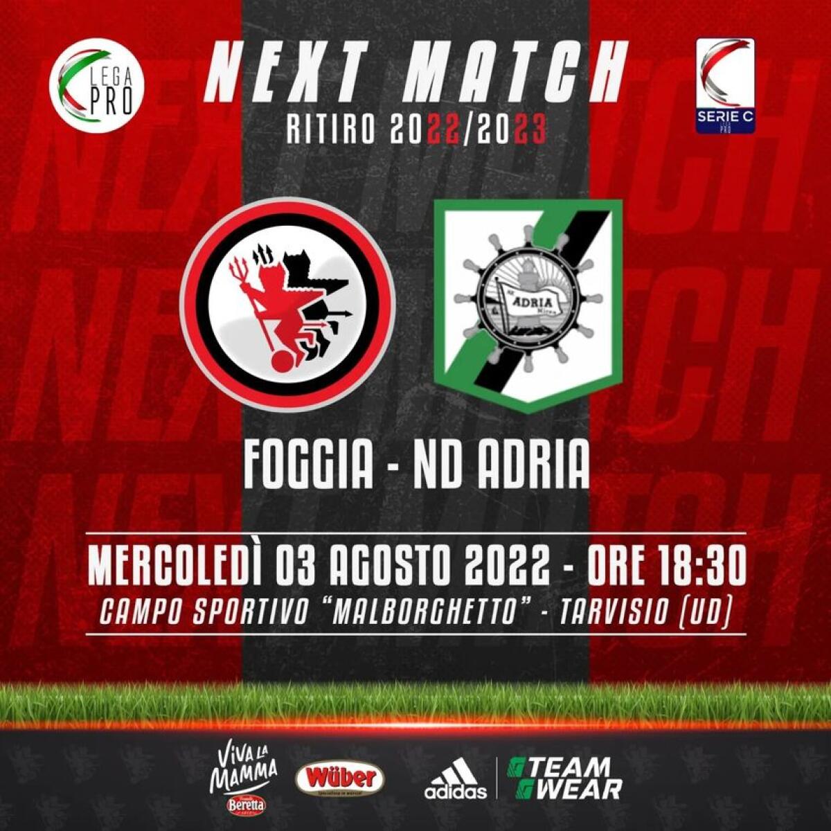Amichevoli, la formazione del Foggia con l'ND Adria - Immagine in evidenza: Foggia-ND Adria - crediti foto: pagina ufficiale Facebook Calcio Foggia 1920