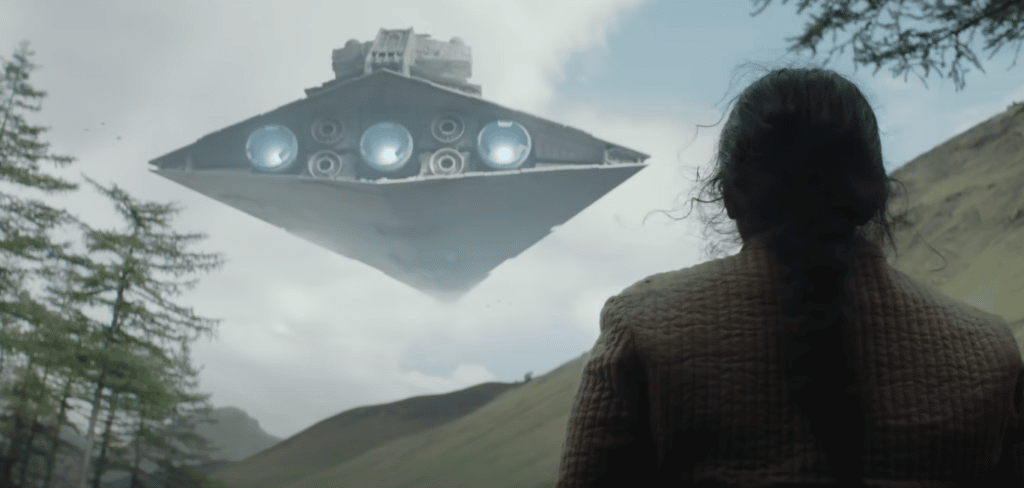 Lo Star Destroyer nella scena iniziale