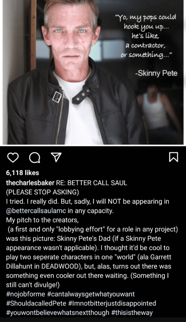 Il post di Charles Baker su Instagram