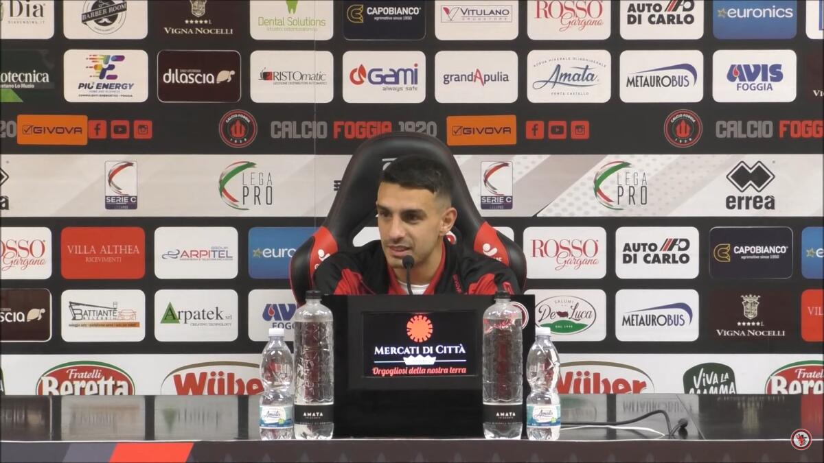 Foggia, Di Pasquale: "Volevamo vincere, ma c'è fiducia" - Immagine in evidenza: Davide Di Pasquale - crediti foto: canale YouTube ufficiale Calcio Foggia 1920
