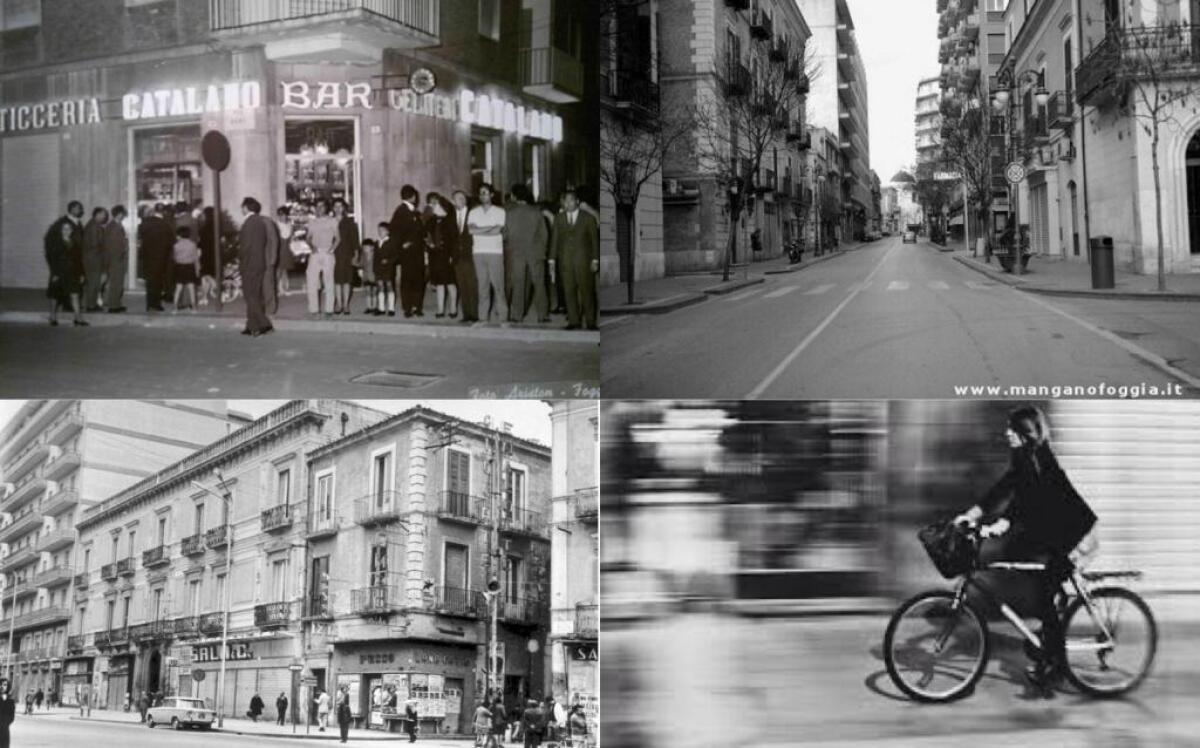 Austerity anni 70 a Foggia, felici solo i bambini con i pattini lungo vle Di Vittorio - Foto Mangano tranne ragazza in bici