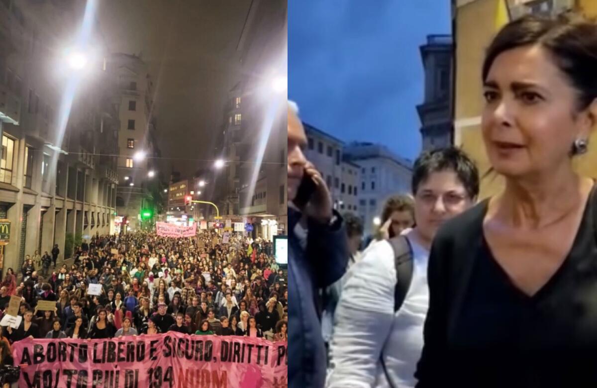 Aborto, la piazza contesta Laura Boldrini. Lei: 'Fatevi difendere da Fdi' - 