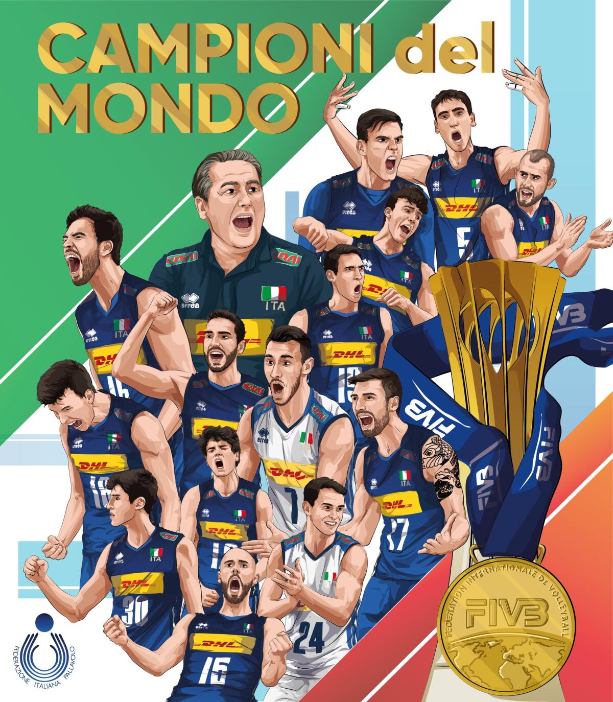 Pallavolo, Italia sul tetto del mondo. De Giorgi: "Ragazzi speciali" - Immagine in evidenza: Italvolley Campione del Mondo - crediti foto: pagina ufficiale Facebook Federazione Italiana Pallavolo