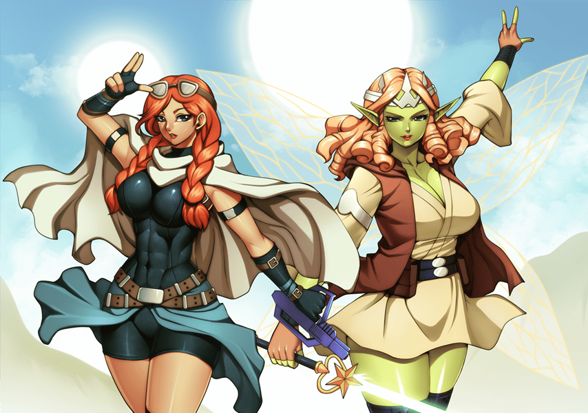 Una fanart ritraente Ragazza di Campagna Kozmo e Buonastrega Kozmo.