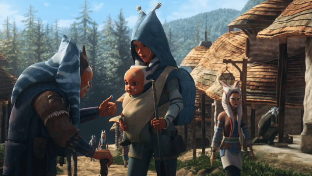 La piccola Ahsoka con sua madre Pav-Ti