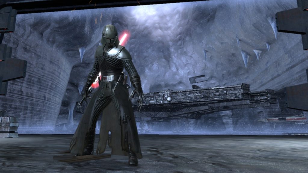 Galen negli abiti di Lord Starkiller nella Ultimate Sith Edition del gioco.