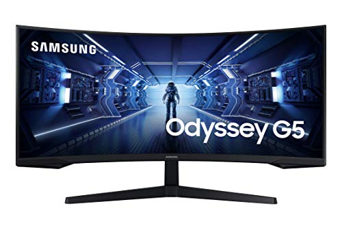 Samsung Monitor Gaming Odyssey G5 (C34G55), Curvo (1000R), 34', 3440x1440 (Ultra WQHD), 21:9, HDR10, VA, 165 Hz, 1 ms, FreeSync Premium, HDMI, Display Port, Ingresso Audio, PBP, Flicker free