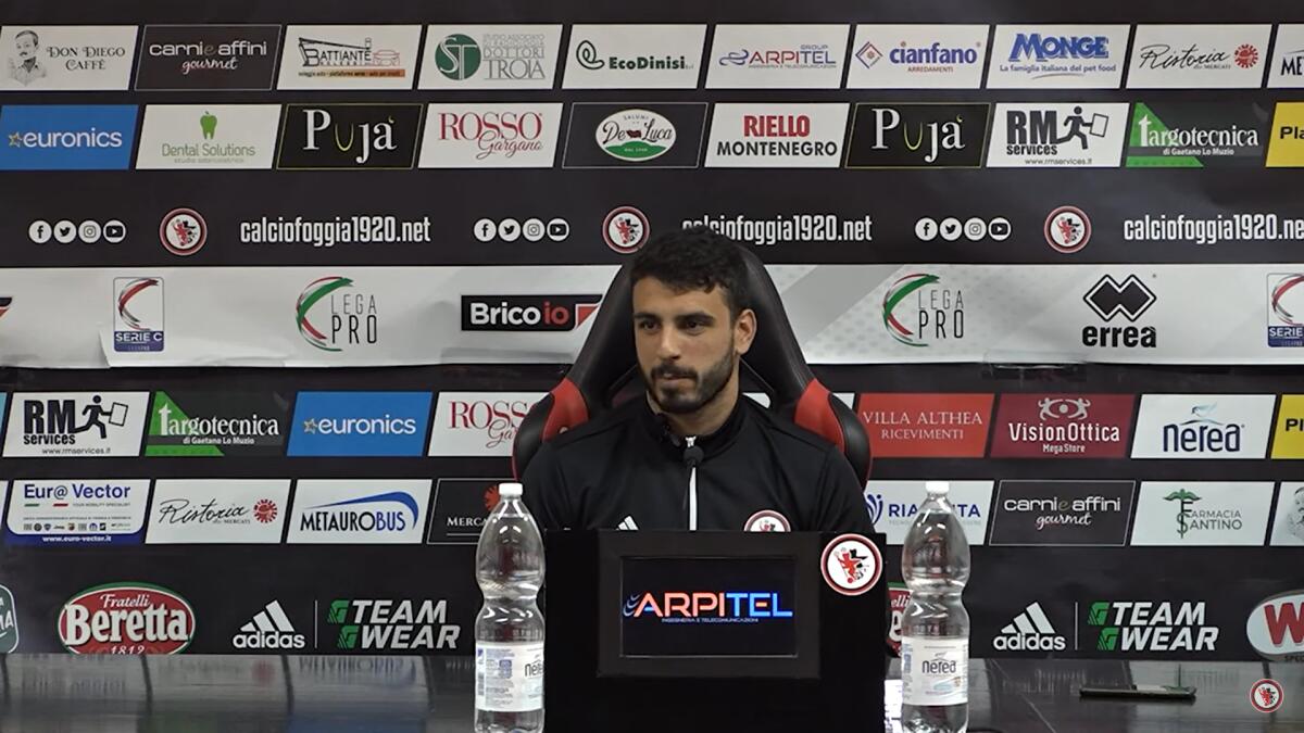 Foggia, Nobile: "Siamo su strada giusta. Qui esperienza bellissima" - Immagine in evidenza: Tommaso Nobile - crediti foto: screenshot dalla conferenza stampa pubblicata dal Calcio Foggia 1920 su YouTube