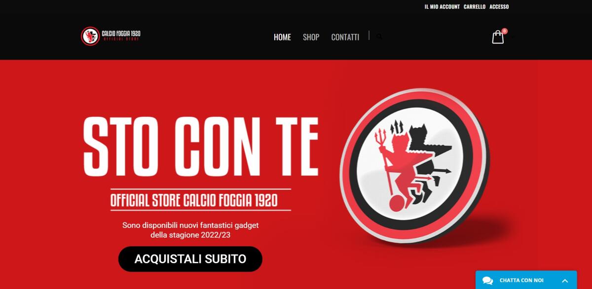 Foggia, ecco lo Store Online: da abbigliamento a gadgets - Immagine in evidenza: la home page dello store online del Foggia (dal sito ufficiale del club)