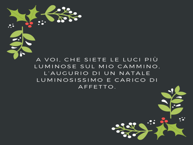 A voi, che siete le luci più luminose sul mio cammino, l’augurio di un Natale luminosissimo e carico di affetto.