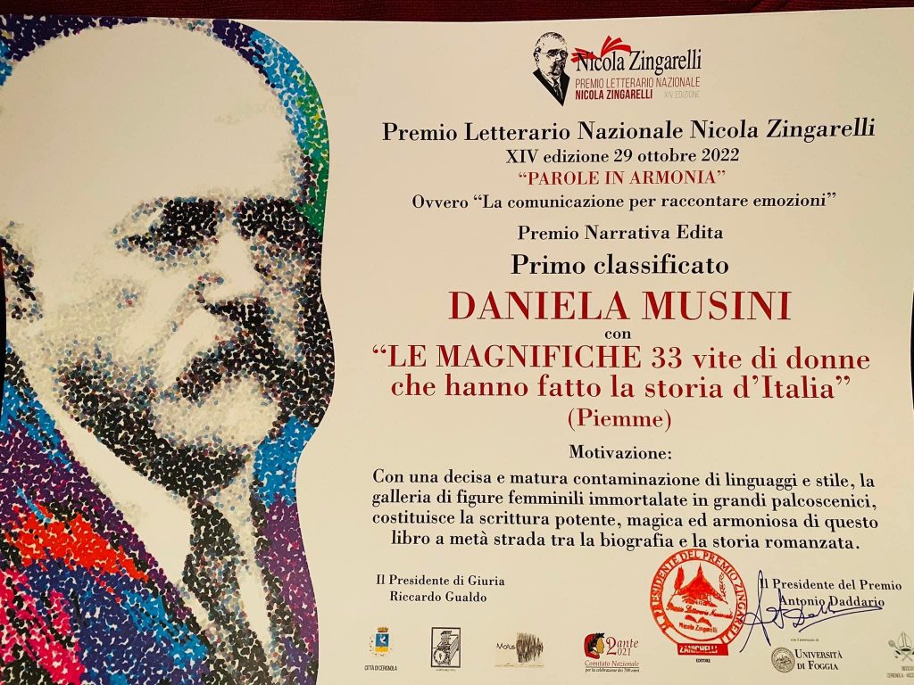 Storie di donne magnifiche, premio Zingarelli al libro di Daniela Musini