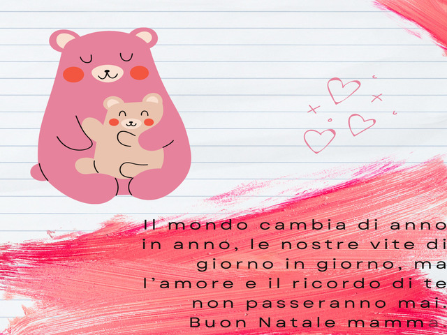Il mondo cambia di anno in anno, le nostre vite di giorno in giorno, ma l’amore e il ricordo di te non passeranno mai. Buon Natale mamma