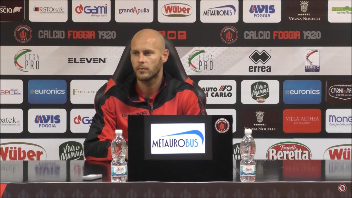 Foggia, torna in gruppo Toni Markic: la nota - Immagine in evidenza: Toni Markic ​- crediti foto: screenshot dalla conferenza stampa post Foggia-Turris (pubblicata sul canale Youtube ufficiale del Calcio Foggia 1920) dell'11/09/2021